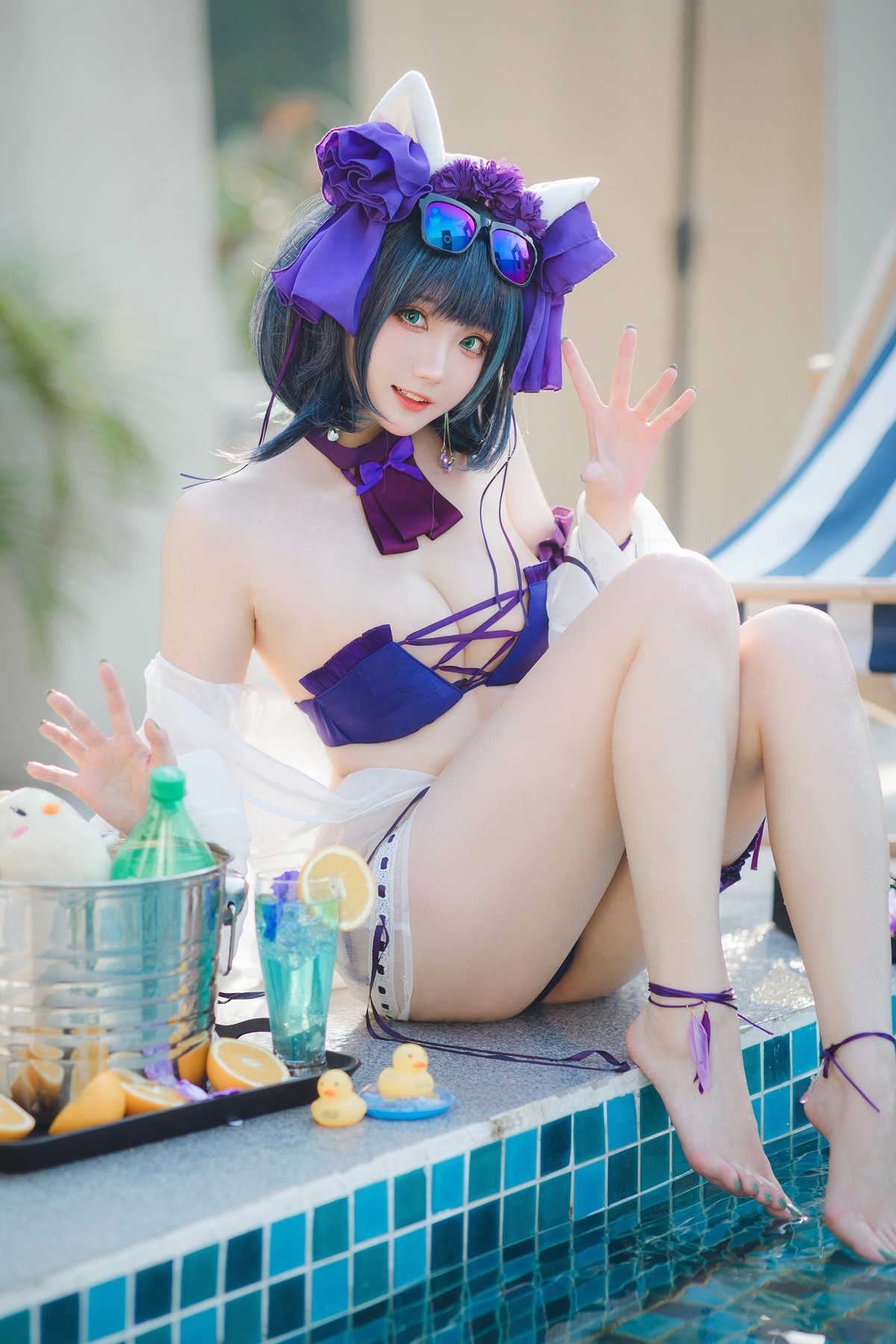 Cosplay-瓜希酱福利-柴郡泳装-01-14