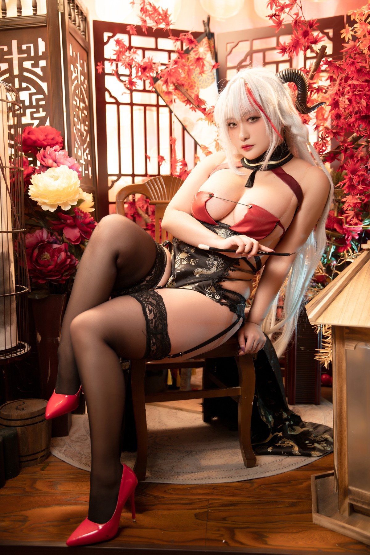 Cosplay-洛璃LoLiSAMA-埃吉尔旗袍-金龙腾祥云-Set01-08-20