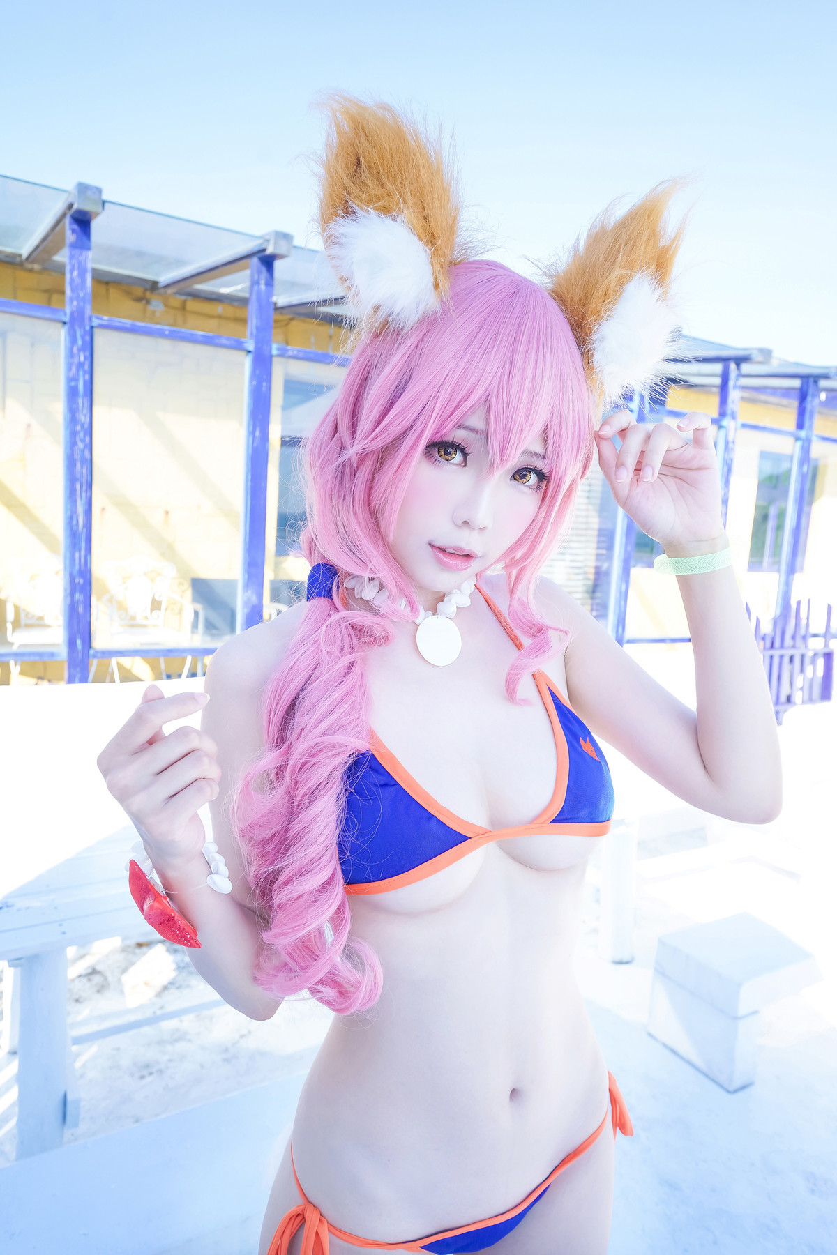 Cosplay-ElyEE子-玉藻前泳装-03-09