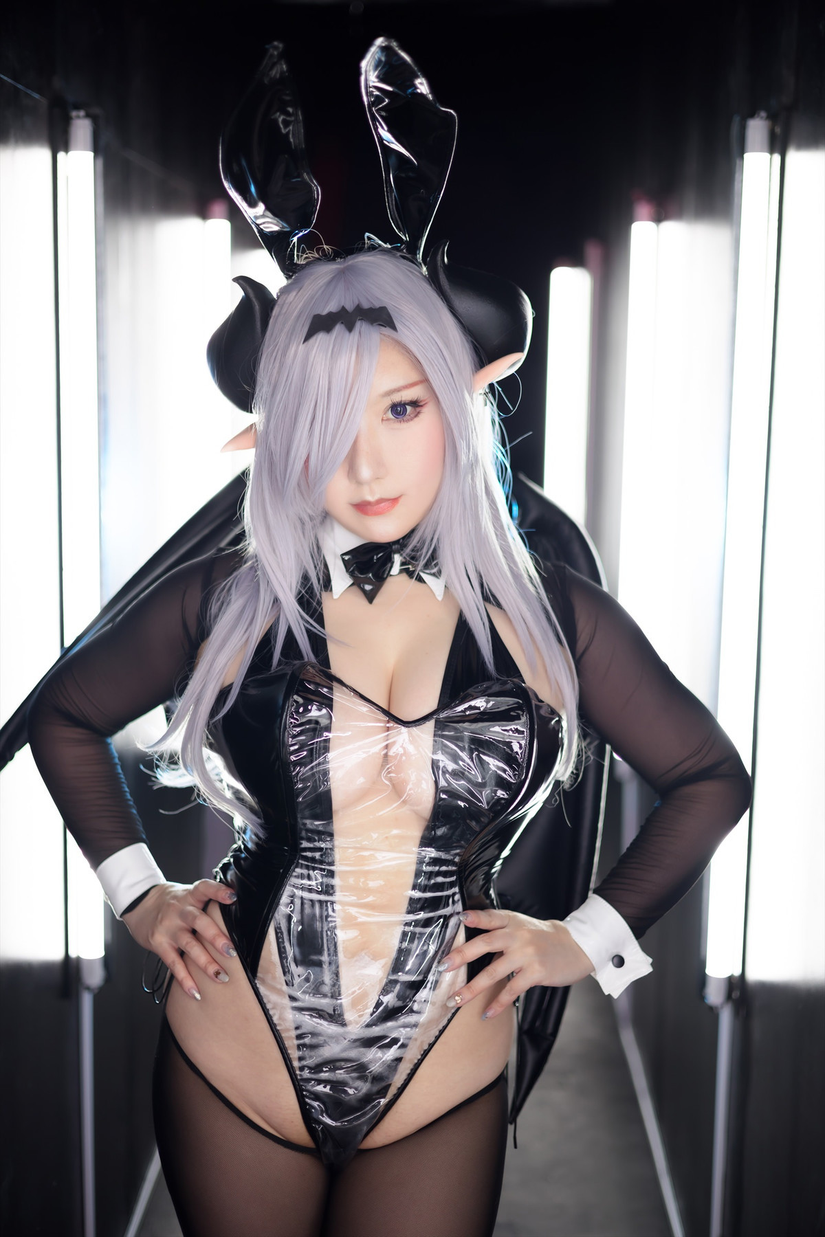 Cosplay-SAKUサク-See-through-Bunny-Succubus-Set01-09-07