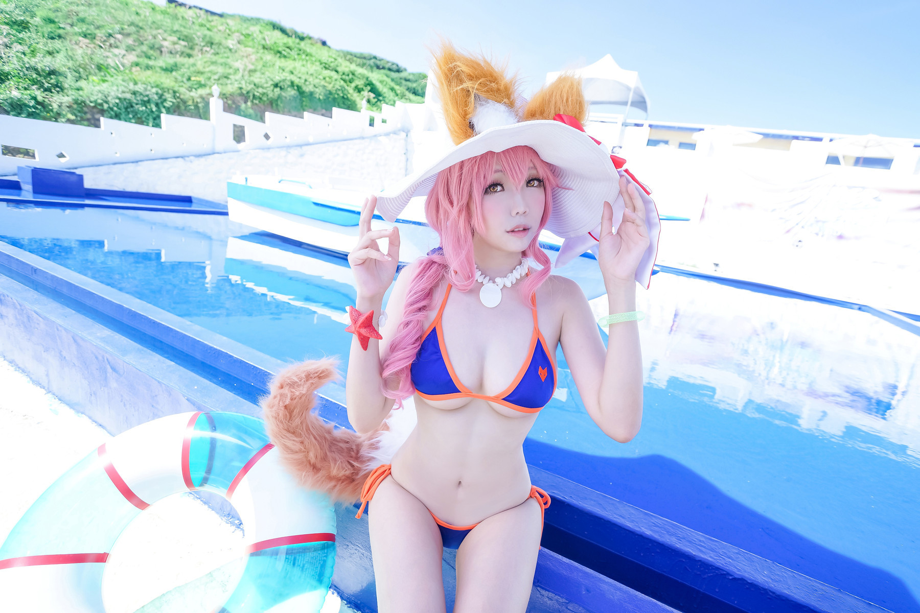 Cosplay-ElyEE子-玉藻前泳装-03-09