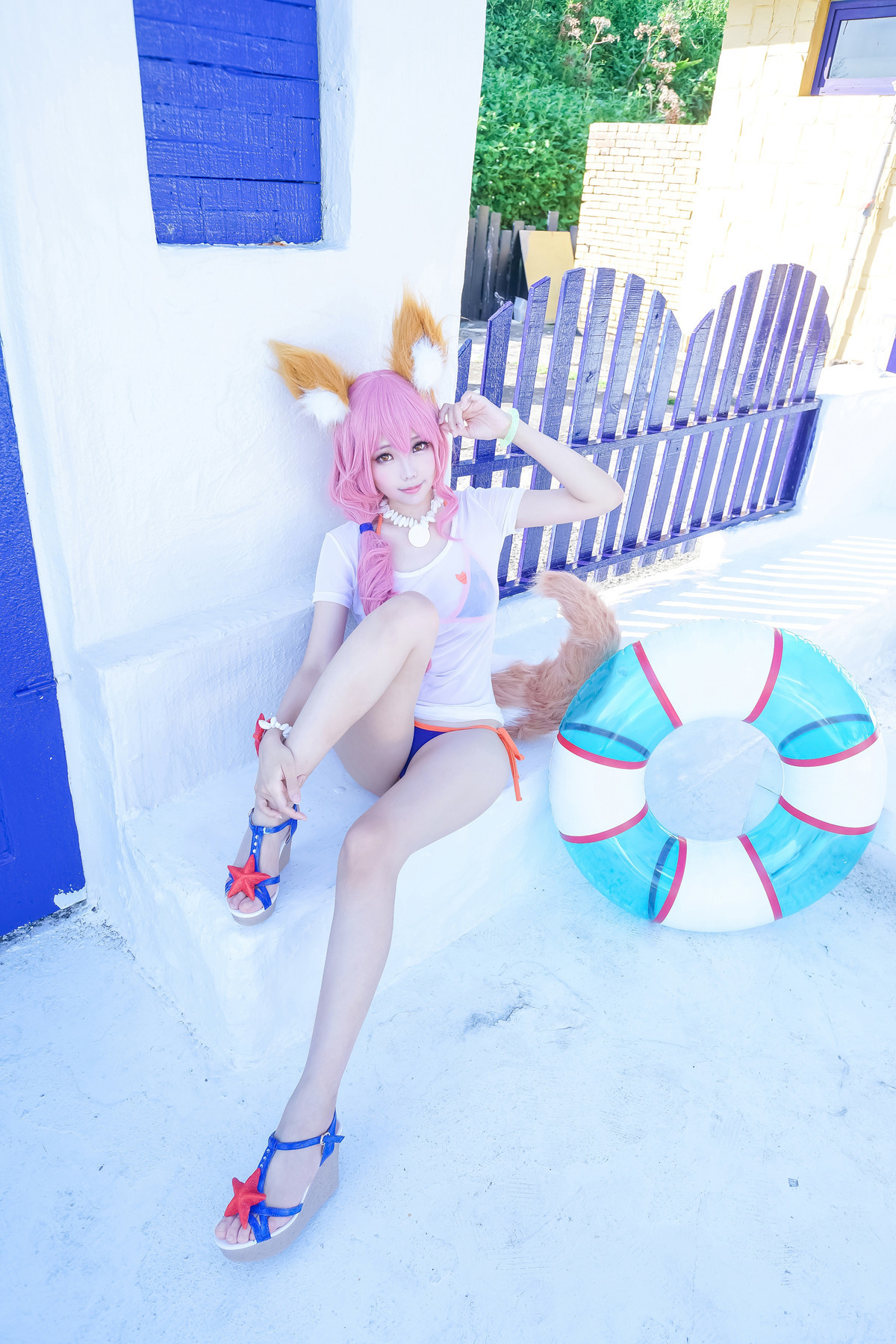 Cosplay-ElyEE子-玉藻前泳装-03-09