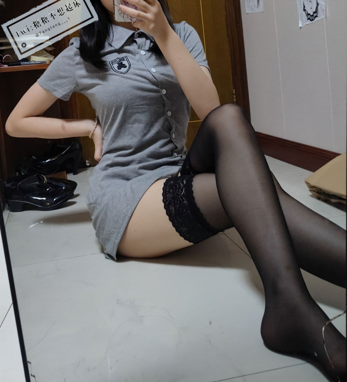 糖糖不想起床---灰色连衣裙-06-24