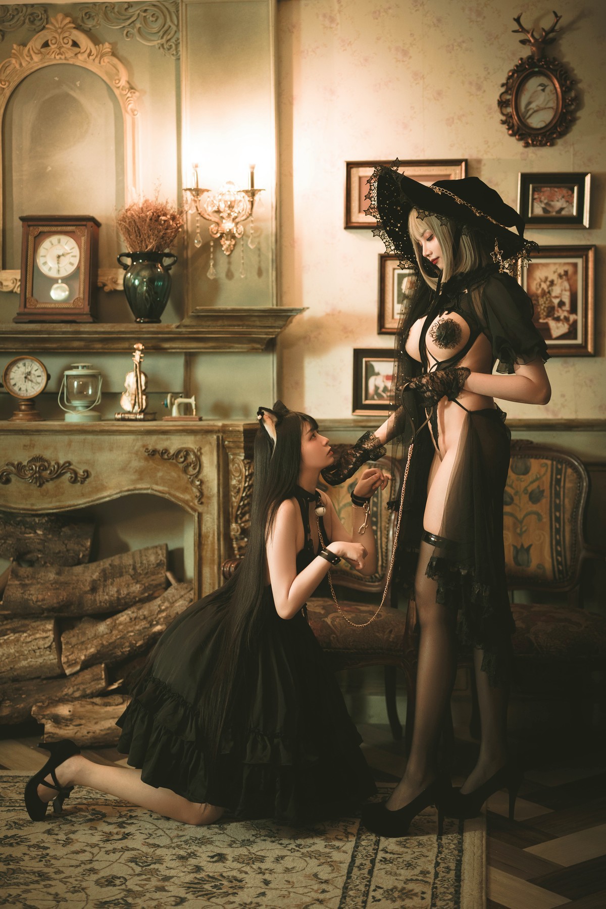 Cosplay-香草喵露露-杨枝甘露-灰色花花蕾丝-11-10