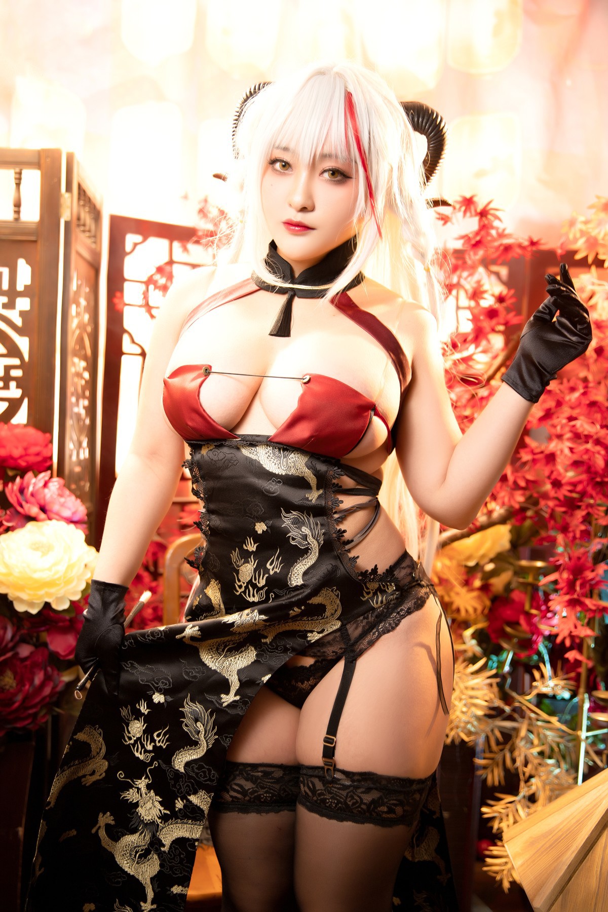 Cosplay-洛璃LoLiSAMA-埃吉尔旗袍-金龙腾祥云-Set01-08-20
