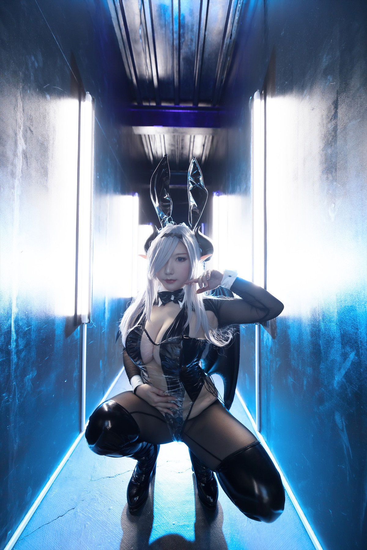 Cosplay-SAKUサク-See-through-Bunny-Succubus-Set01-09-07