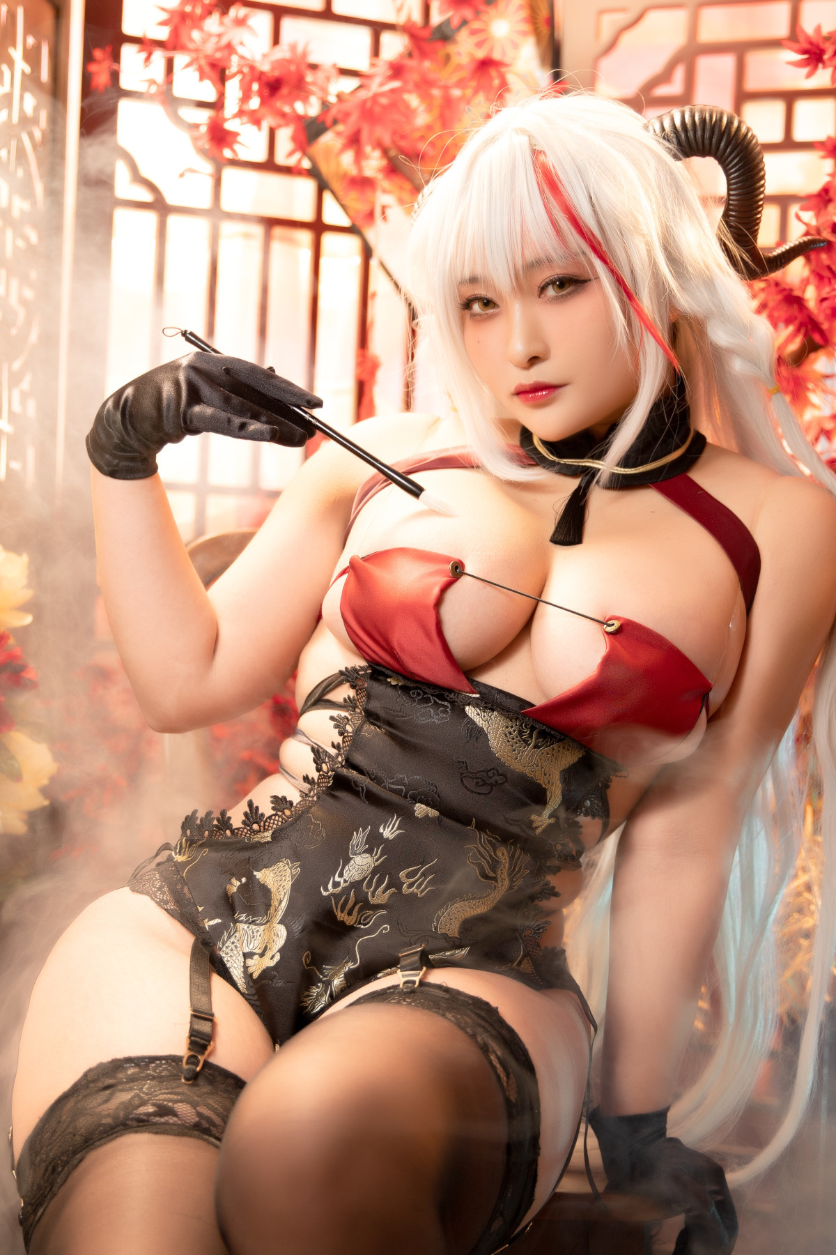 Cosplay-洛璃LoLiSAMA-埃吉尔旗袍-金龙腾祥云-Set01-08-20