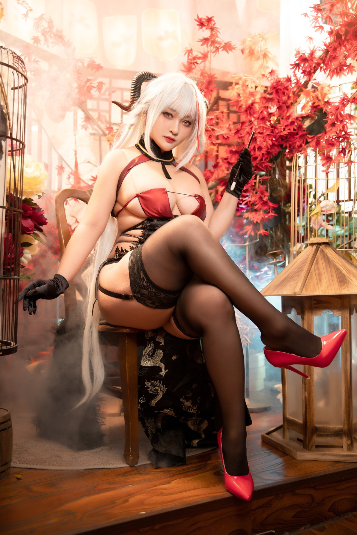 Cosplay-洛璃LoLiSAMA-埃吉尔旗袍-金龙腾祥云-Set01-08-20