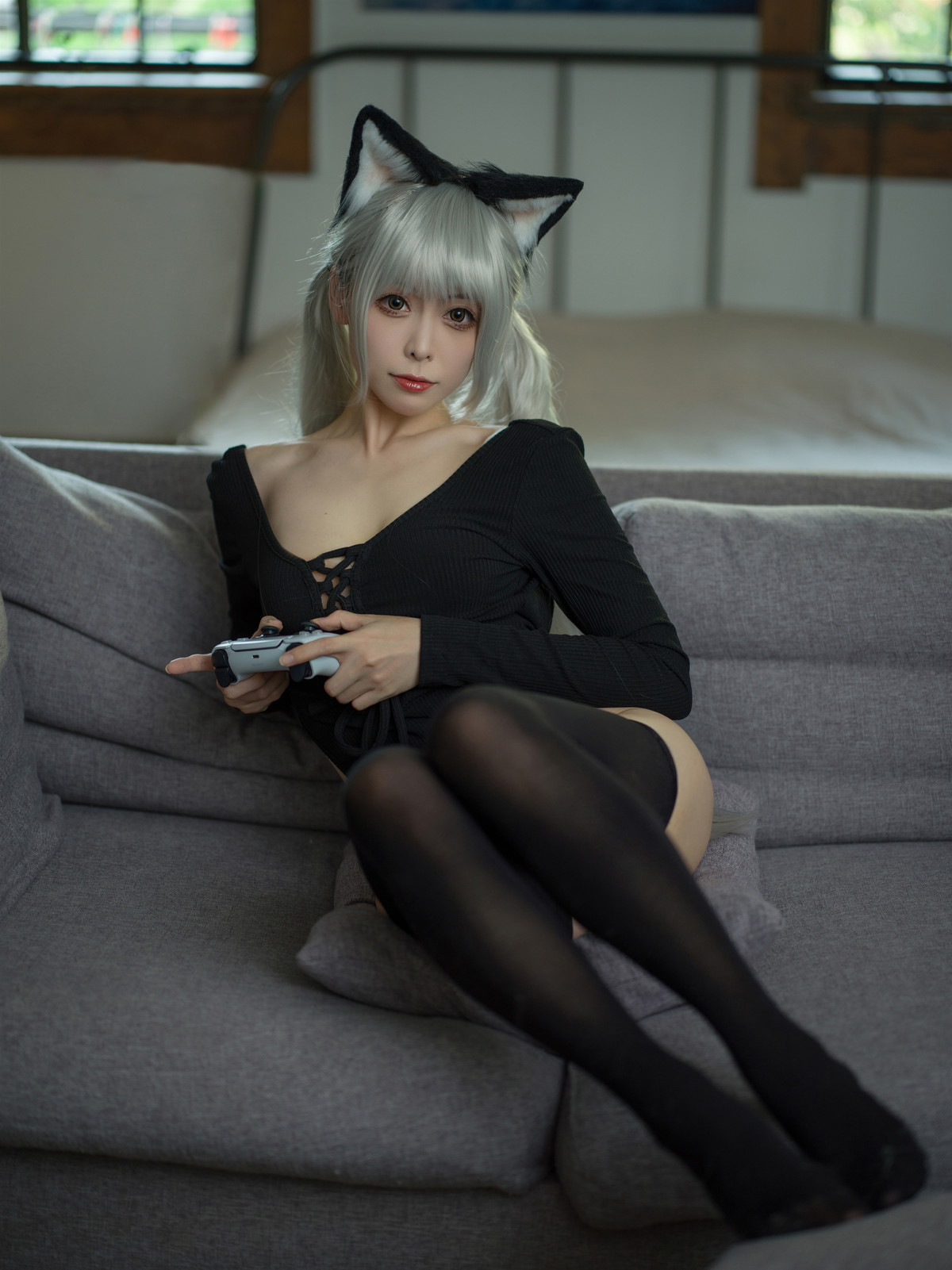 Cosplay-樱岛嗷一-黑猫针织衫连体衣-Set01-10-05