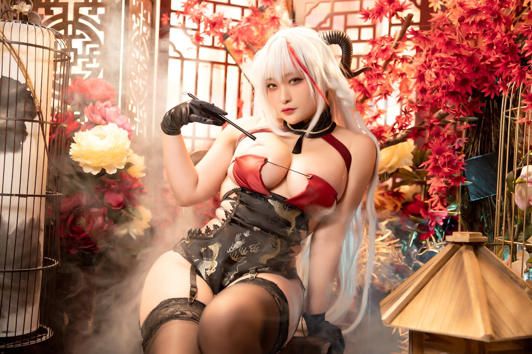 Cosplay-洛璃LoLiSAMA-埃吉尔旗袍-金龙腾祥云-Set01-08-20