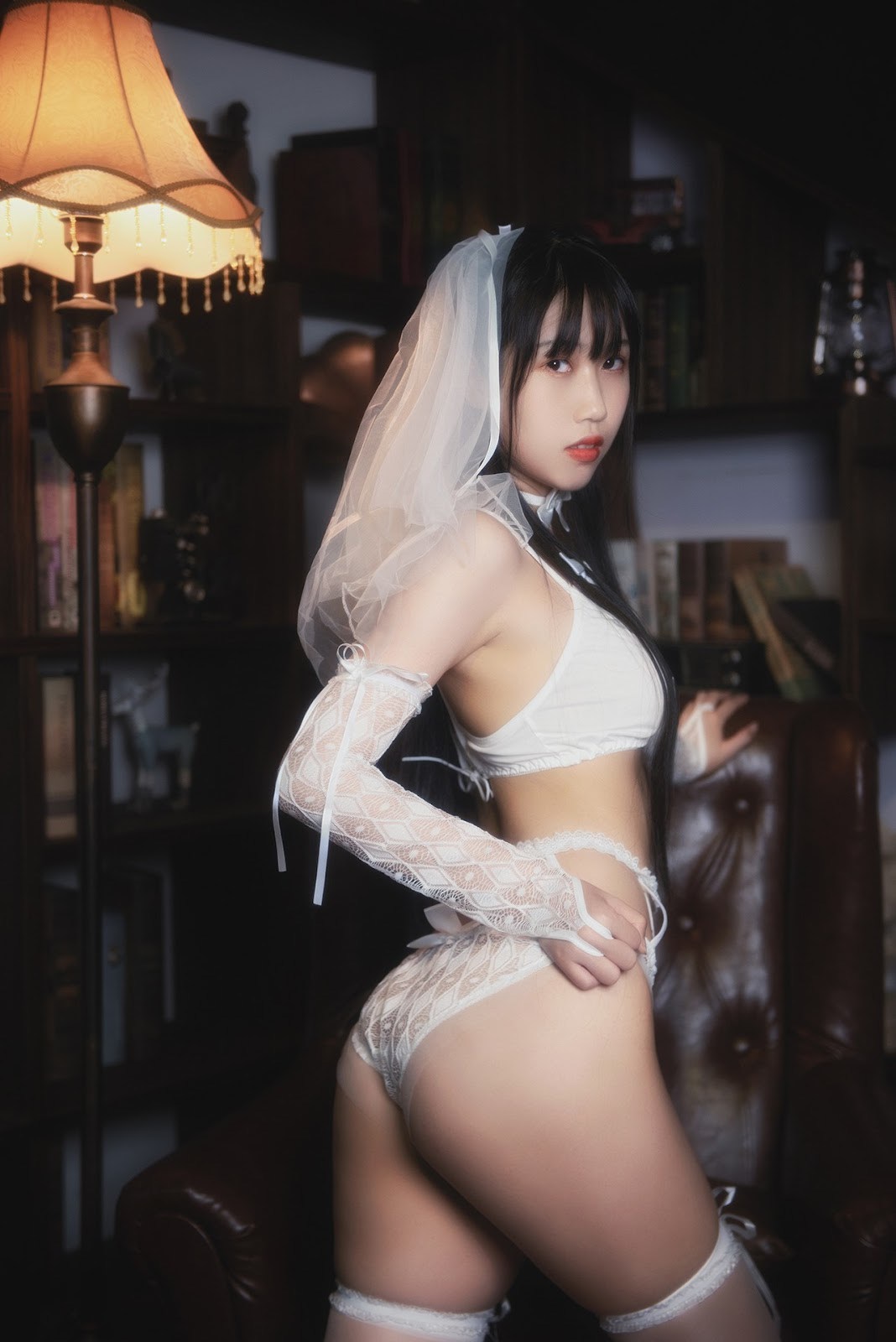 Cosplay-不呆猫-白色情趣婚纱-03-09