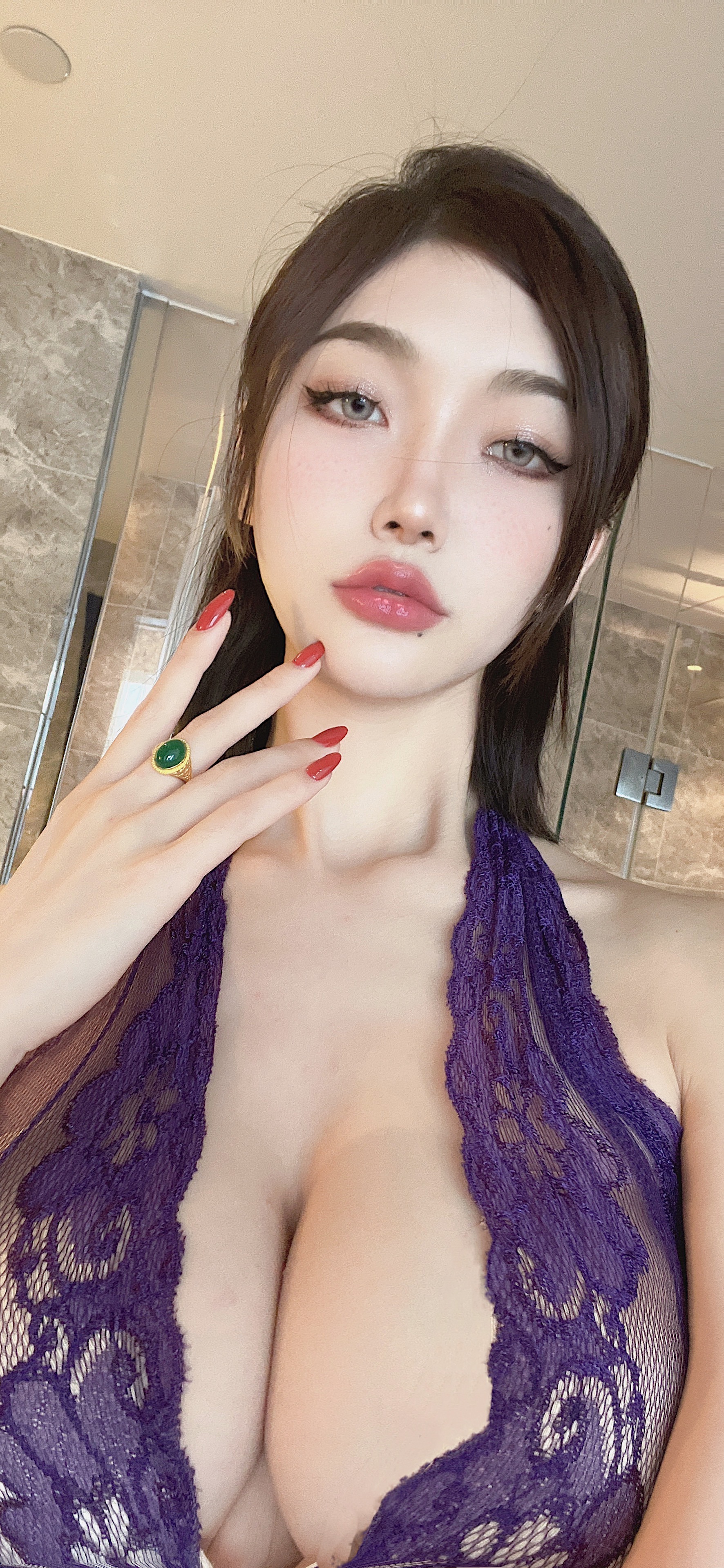 微密圈脸红Dearie-紫色情趣连体衣-02-09