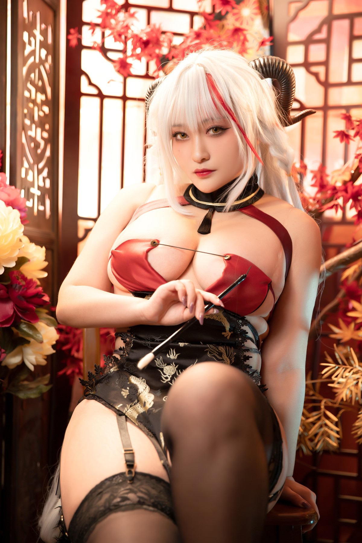 Cosplay-洛璃LoLiSAMA-埃吉尔旗袍-金龙腾祥云-Set01-08-20