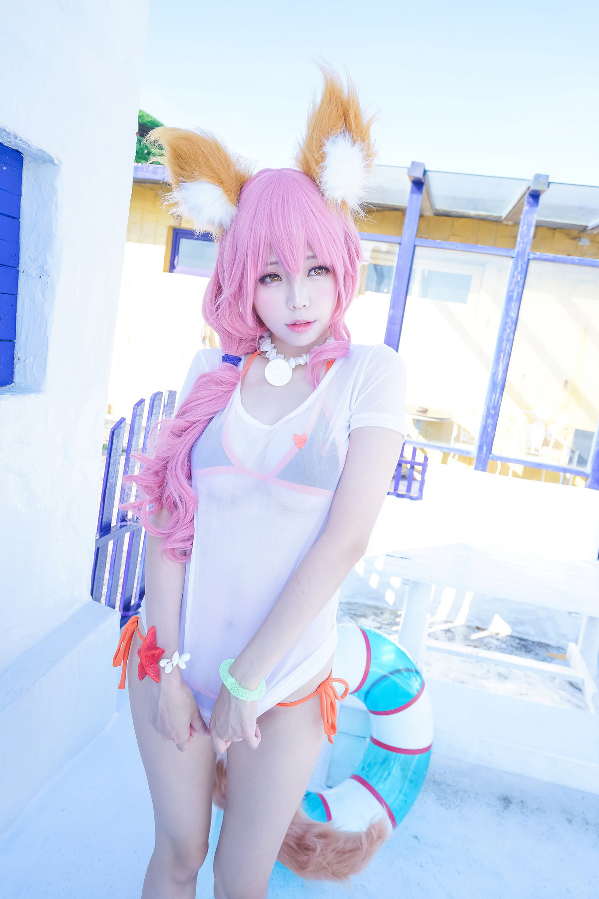 Cosplay-ElyEE子-玉藻前泳装-03-09