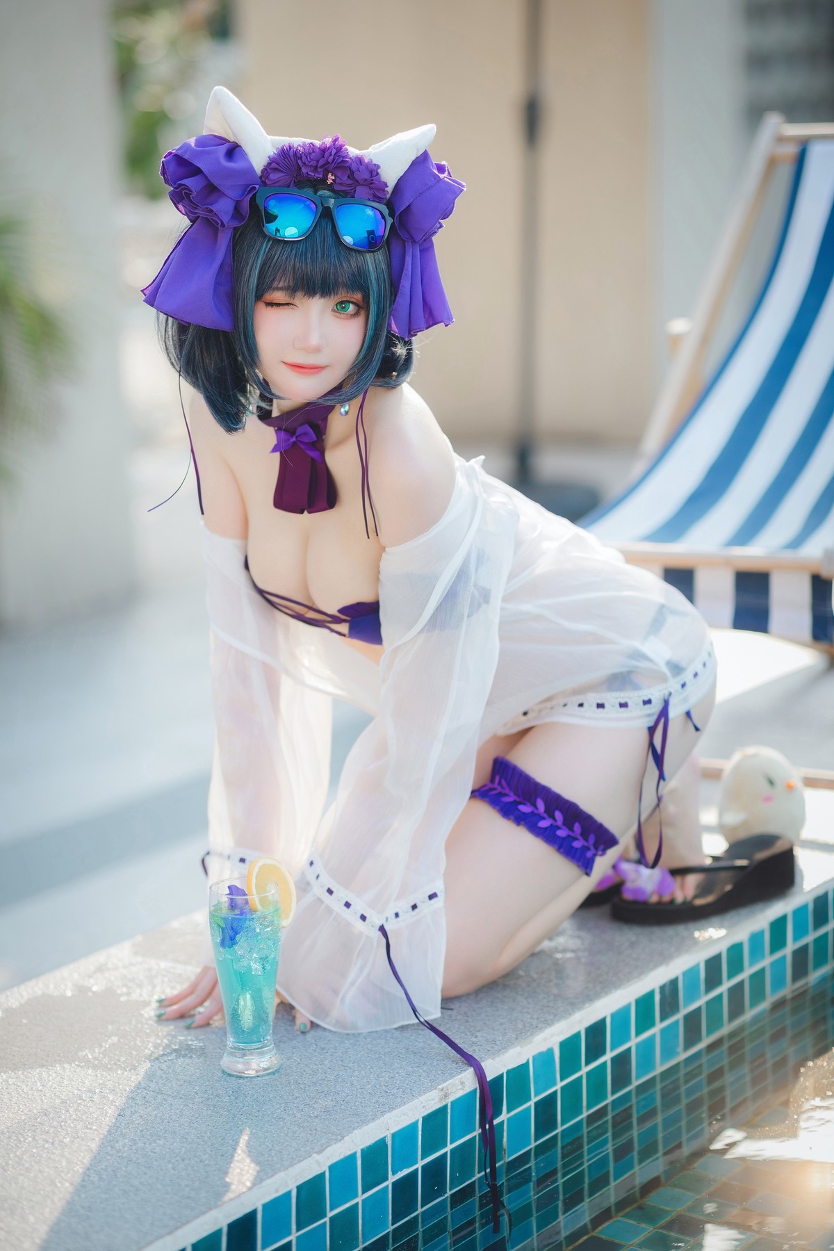 Cosplay-瓜希酱福利-柴郡泳装-01-14