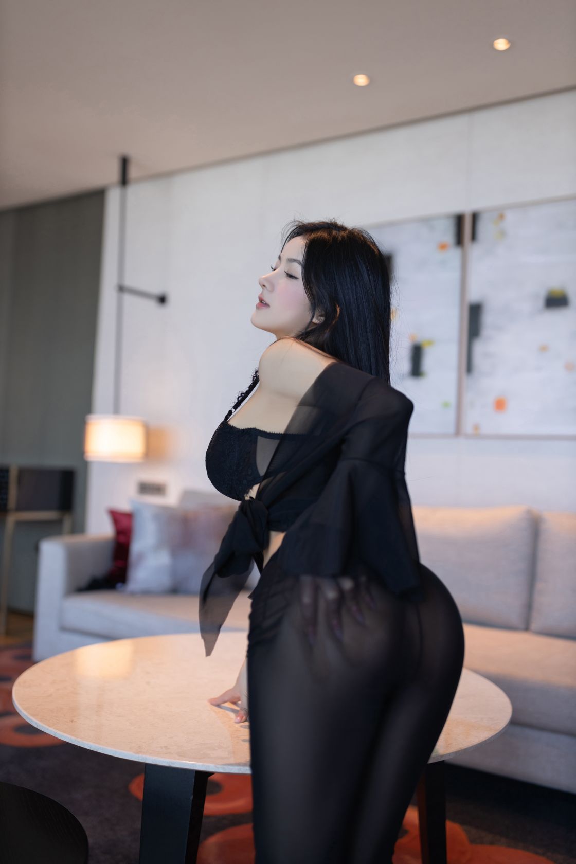 谭小灵---黑色蕾丝透视装80P-928M-07-24