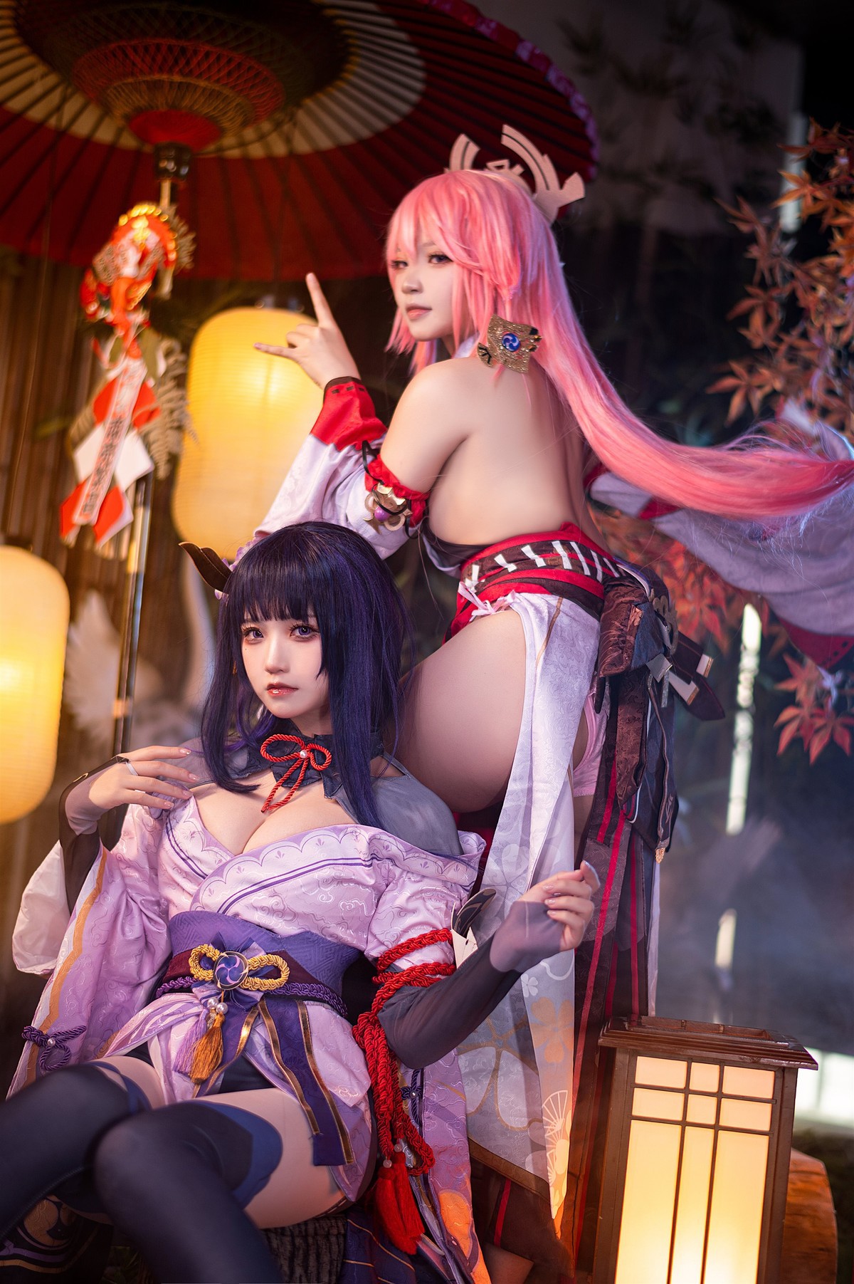 Cosplay-伊喵君-景三-八重-雷神-双倍快乐-08-21