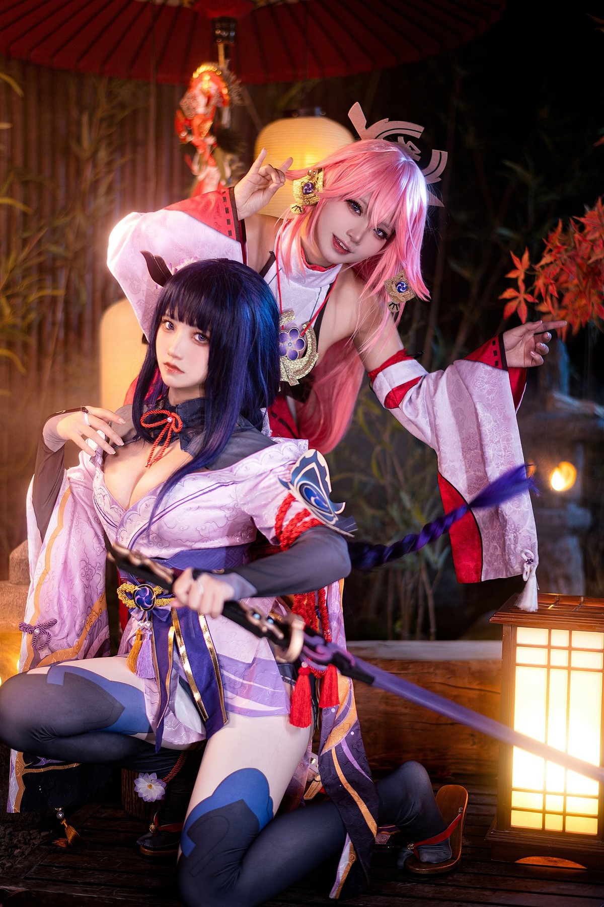 Cosplay-伊喵君-景三-八重-雷神-双倍快乐-08-21