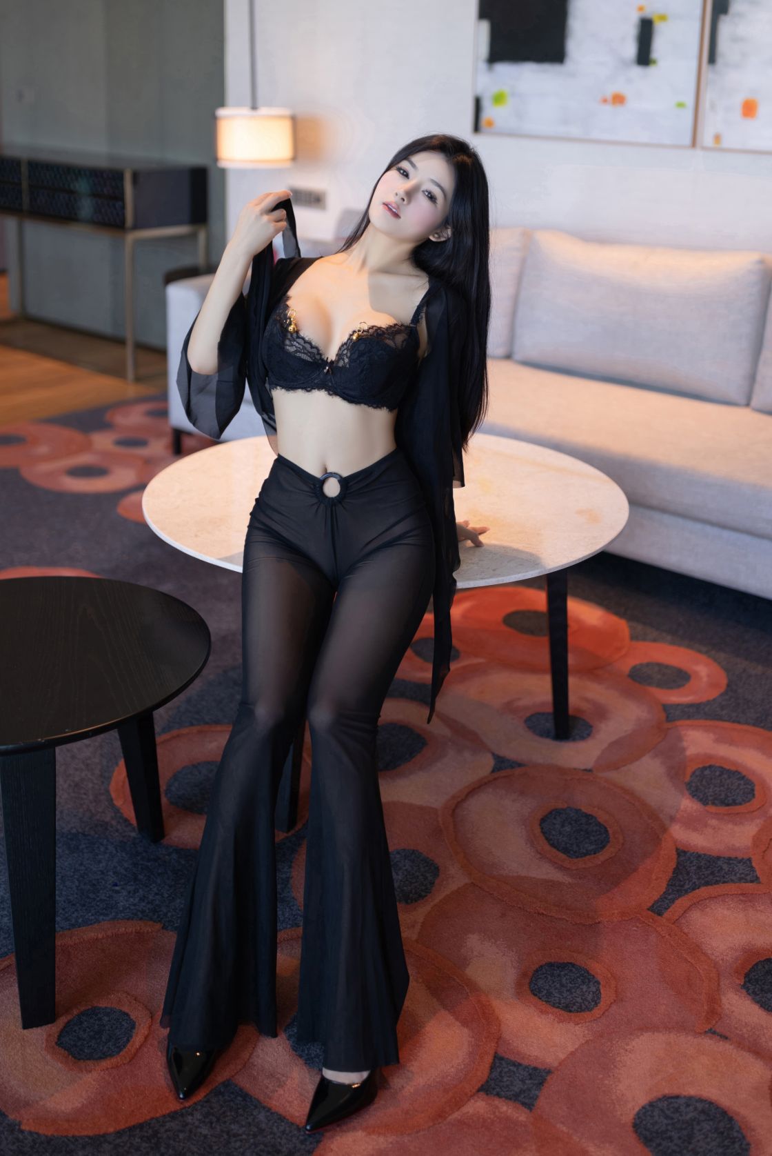 谭小灵---黑色蕾丝透视装80P-928M-07-24