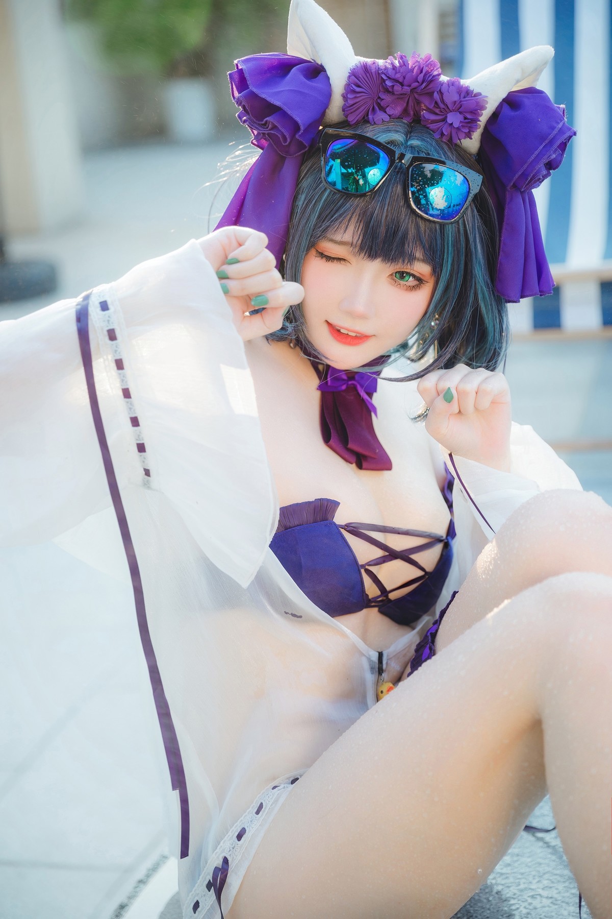 Cosplay-瓜希酱福利-柴郡泳装-01-14