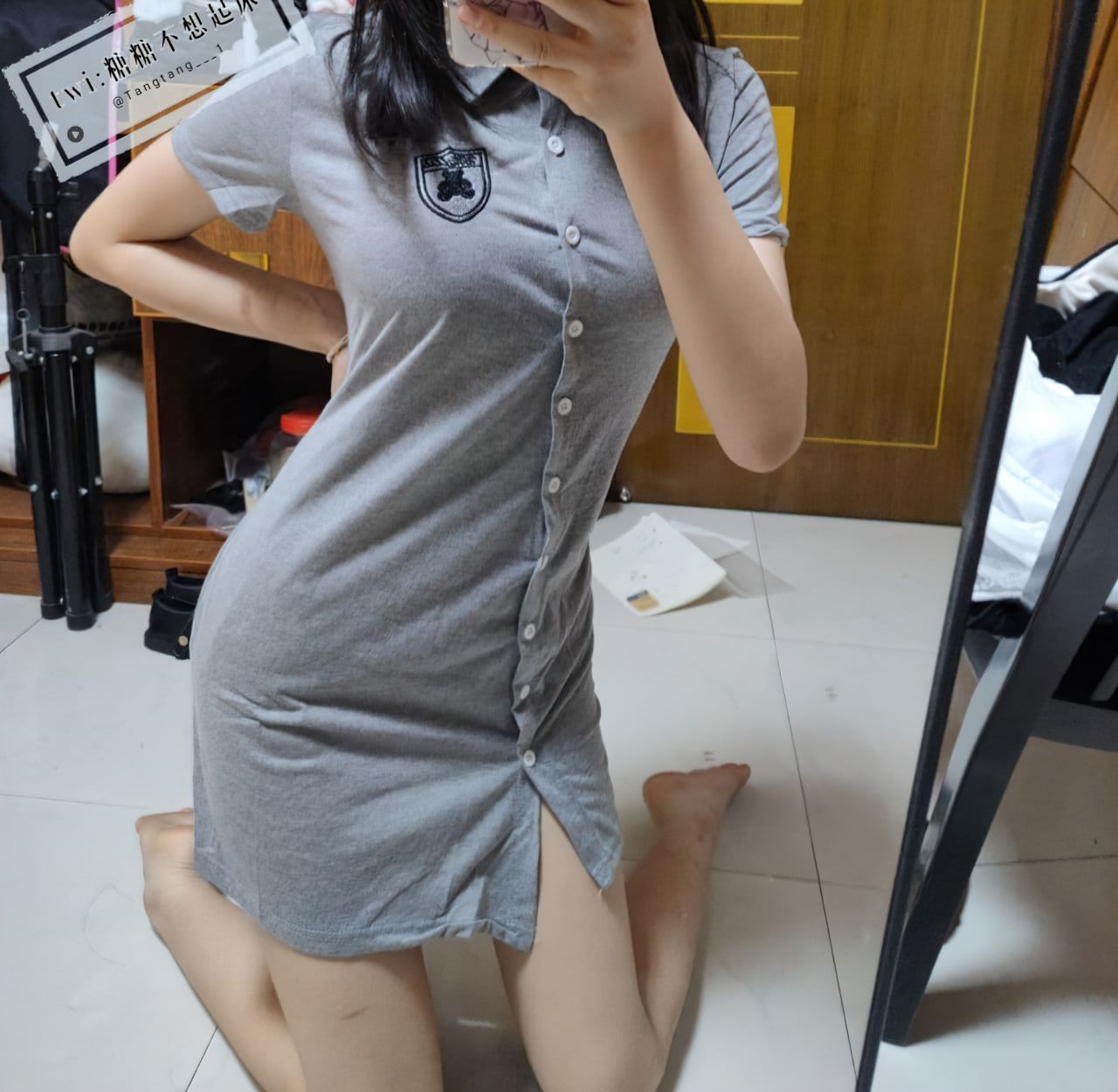 糖糖不想起床---灰色连衣裙-06-24