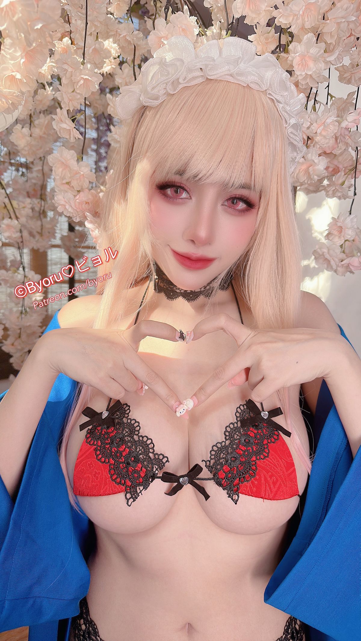 Cosplay-日本性感萝莉Byoru-Marin-Red-Lingerie-02-03