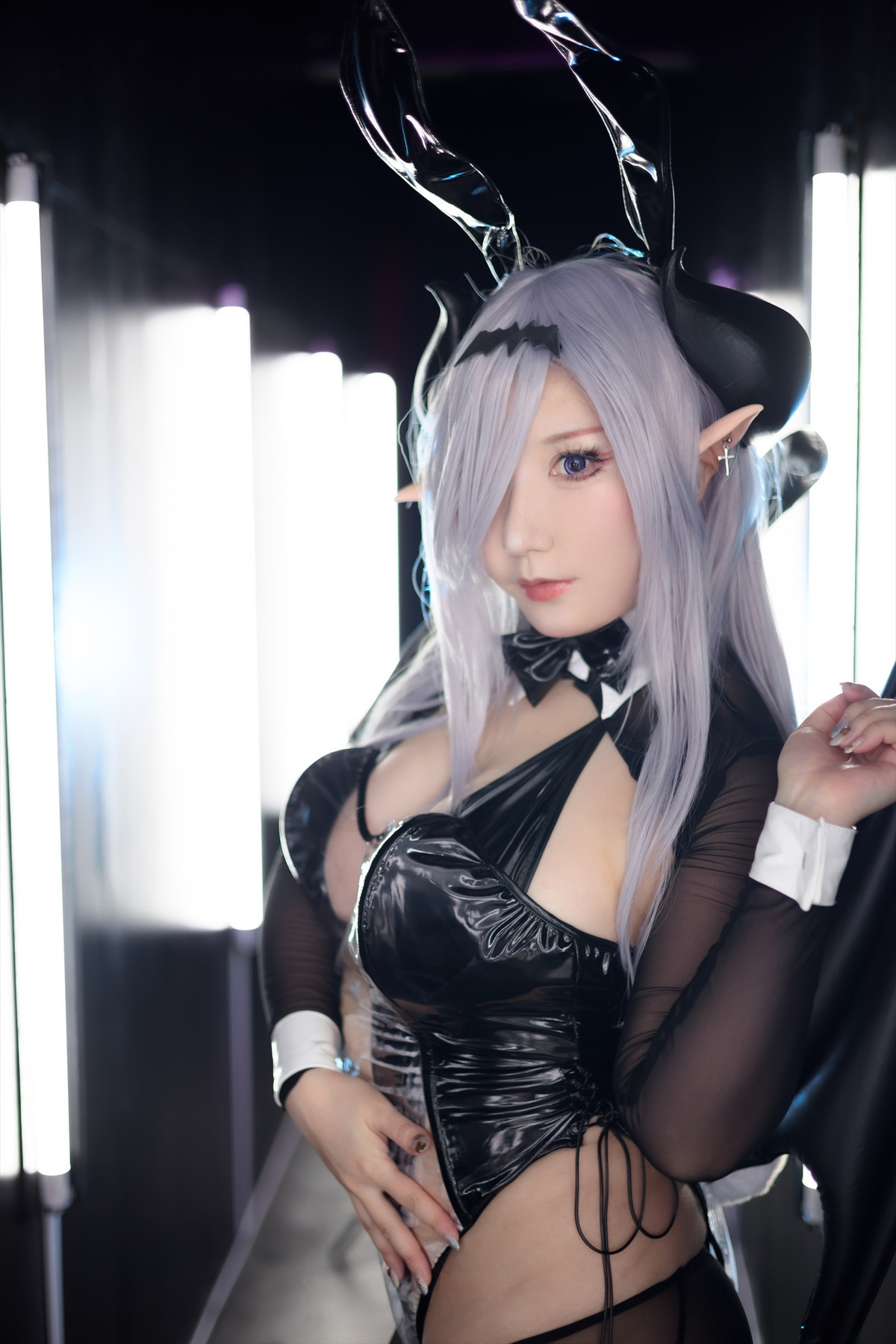 Cosplay-SAKUサク-See-through-Bunny-Succubus-Set01-09-07