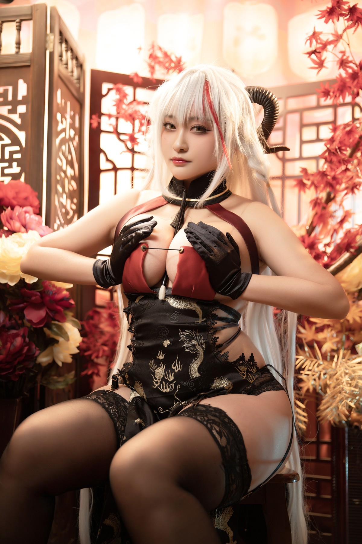 Cosplay-洛璃LoLiSAMA-埃吉尔旗袍-金龙腾祥云-Set02-12-09