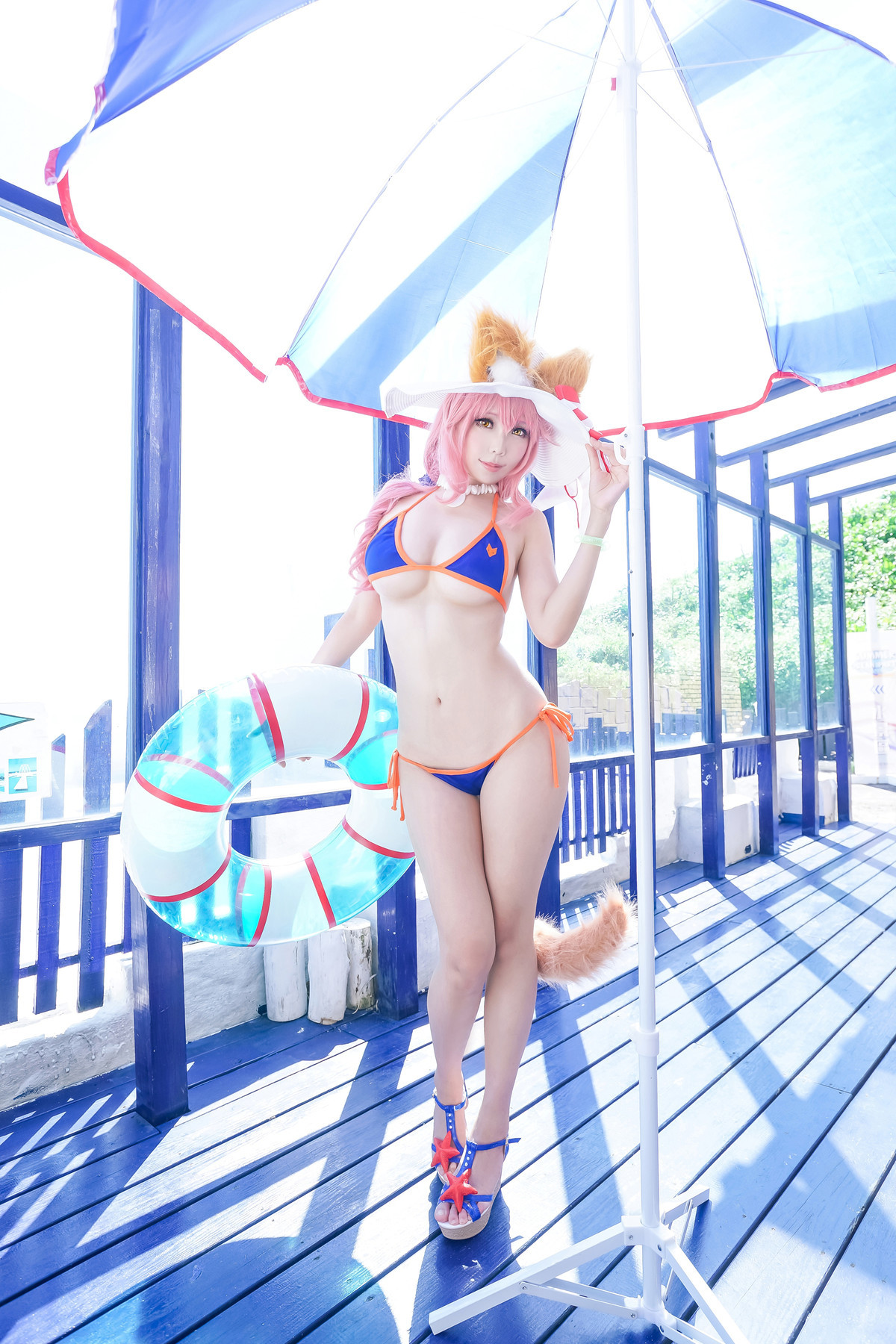 Cosplay-ElyEE子-玉藻前泳装-03-09