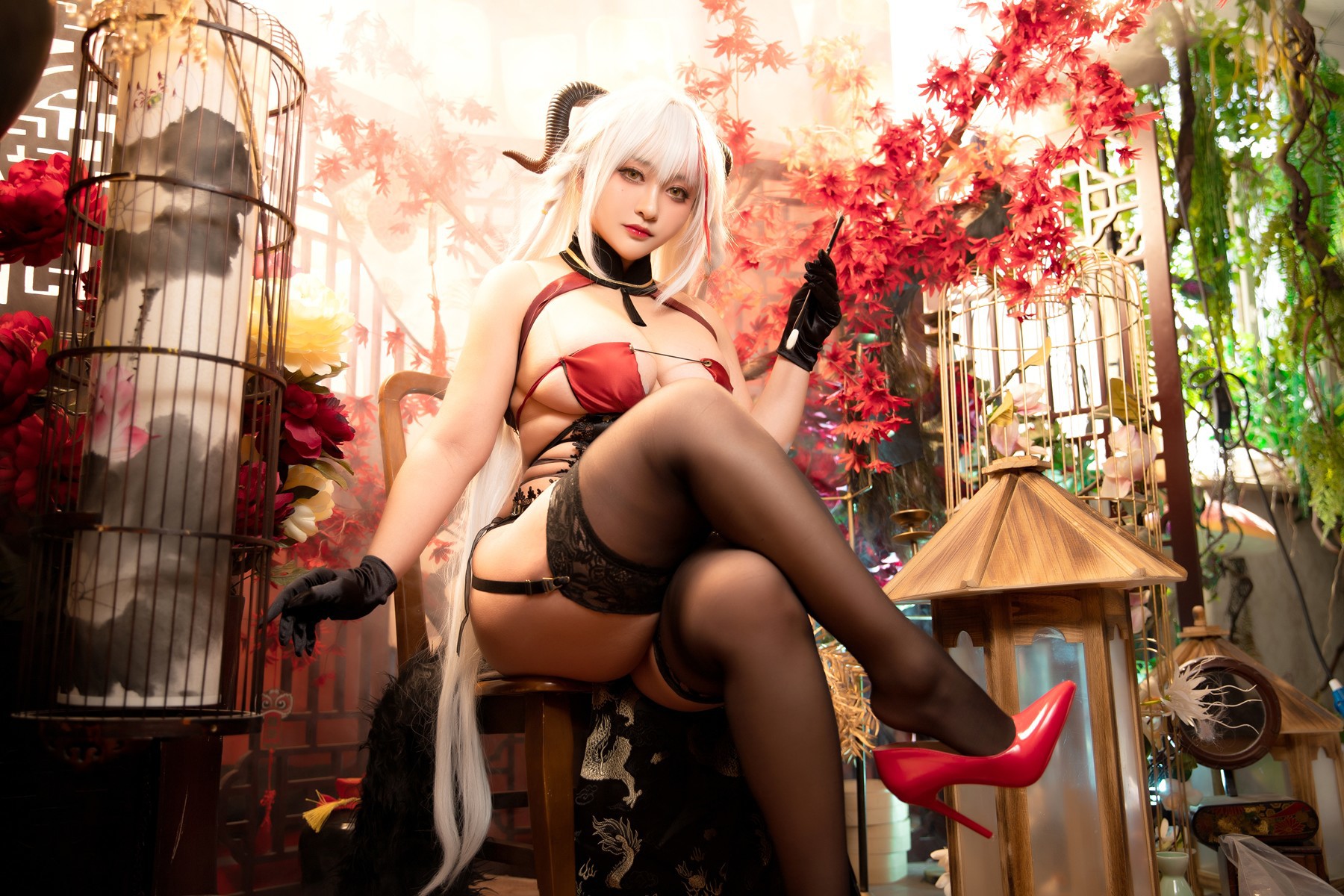 Cosplay-洛璃LoLiSAMA-埃吉尔旗袍-金龙腾祥云-Set01-08-20