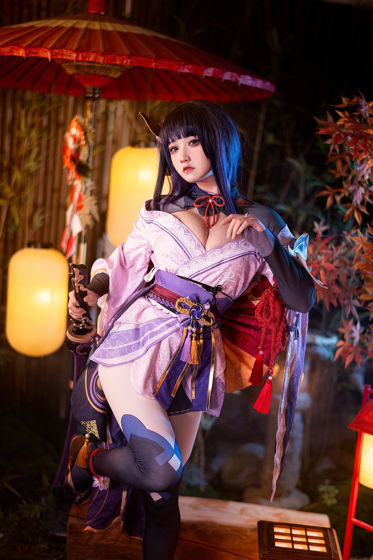 Cosplay-伊喵君-景三-八重-雷神-双倍快乐-08-21